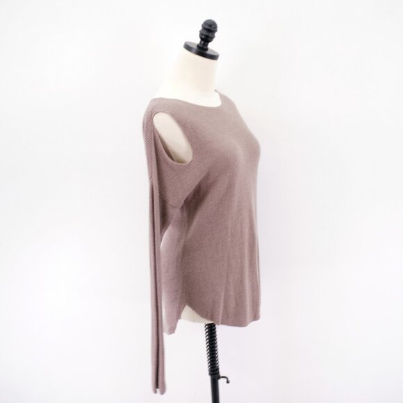 Express Small Beige Open / Cold Shoulder Long Sleeve Knit Blouse Top Small Ribbe - Picture 7 of 10